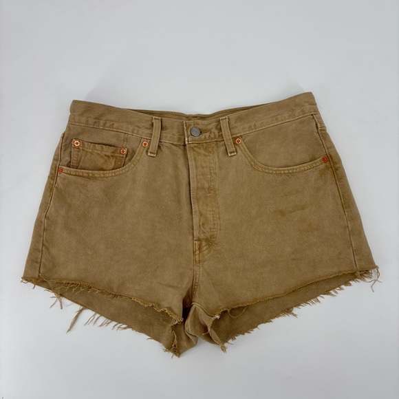 Levi’s 501 ORIGINAL FIT HIGH RISE WOMEN'S SHORTS TAN Size 32 - Picture 7 of 14